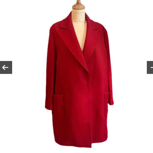 Lanvin Paris Red Ribbed Button Closure Pea Coat NWT - Picture 9 of 10